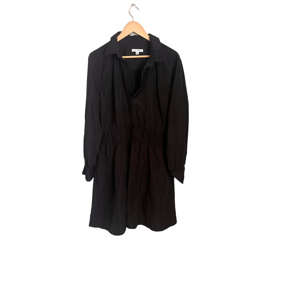 Free Assembly Women's Smocked Waist Mini Shirt Dress with Long Sleeves Size XL - Picture 4 of 7